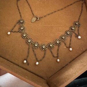 Floral Charm Pearl Necklace